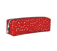 HLBSDM Red and White Polka Dots Leather Zippered Pencil Case,Three-Dimensional Pen Bag with Large Capacity,Durable Convenient Portable
