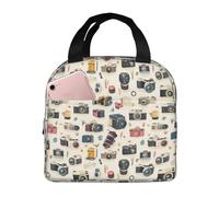 HLBSDM Retro Camera Print Insulated Lunch Bag Lunch Box for Men Women Leakproof Reusable Cooler Bag Large Capacity Lunch Tote for Office Work Picnic Travel
