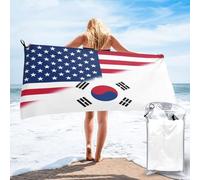 HLBSDM South Korea Korean Flag America Beach Towel Quick Dry Sand Free Microfiber Large Oversized Lightweight Absorbent Towels 27.5 x 55 inches for Men Women Swimming Camping Yoga Gym Bath Vacation