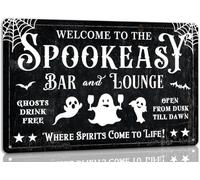 HLBSDM Spookeasy Bar and Lounge Vintage Halloween Metal Tin Sign Retro Haunted House Decor for Farmhouse Halloween Decor Holiday Party and Home Wall Art Kitchens Décor 12x16 inches