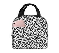 HLBSDM White Black Leopard Fashion Print Insulated Lunch Bag Lunch Box for Men Women Leakproof Reusable Cooler Bag Large Capacity Lunch Tote for Office Work Picnic Travel