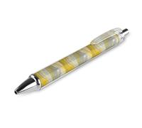 HLBSDM Yellow & Gray Abstract Bathroom Retractable Ballpoint Pen 0.5mm Fine Point, Durable PC Click Pen with Clip for Daily Use