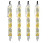 HLBSDM Yellow & Gray Abstract Bathroom Retractable Ballpoint Pen 0.5mm Fine Point, Durable PC Click Pen with Clip for Daily Use