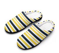 HLBSDM Yellow Navy Blue White Nautical Stripes Christmas Gingerbread Man Tree Sock Gloves Women's Winter Warm Non-Slip House Slippers Indoor Outdoor Rubber Sole