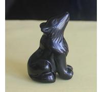 HLbshi Hand Carved Gemstone Crystal Wolf Figurine Animal Statue Carving Office Home Decor Collections 2'' (Black Obsidian)
