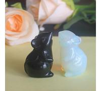 HLbshi Hand Carved Mixed Gemstone Crystal Mouse Rat mice Figurine Animal Carving Statue Office Home Decor 1.5'' (White+Black)