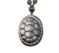 HLbshi Natural Crystal Rainbow Silver Gold Obsidian Turtle Tortoise Shell Necklace Pendant with Adjustable Bead Chain for Men Women, crystal, obsidian