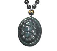 HLbshi Natural Crystal Rainbow Silver Gold Obsidian Turtle Tortoise Shell Necklace Pendant with Adjustable Bead Chain for Men Women, crystal, obsidian