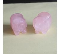 HLbshi Two mini Hand Carved Gemstone Crystal Pig Figurine Animal Statue Carving Office Home Decor Collections Pockets stone1.2'' (Pink Rose Quartz)
