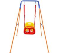 HLC 3 in 1 Swing Set for Toddler, Heavy-Duty Kids Baby Swing Set with Safety Harness, for Garden, Indoor Outdoor Play, Folding Metal Stand & Clear Instruction, Easy to Assemble & Store