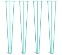 [HLC] 4 x Heavy Duty Hairpin Table Legs - Superior Double Weld Steel Construction with Free Screws, Build Guide & Protector Feet, Worth £8 Included! - 12mm Steel [28"/71cm, 3 Rod, Duck Egg Blue]