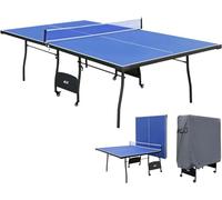 HLC 9FT Professional Table Tennis Table, Indoor Outdoor Foldable Table Tennis Tables,Adjustable Ping Pong Table with Single Player Playback Mode and Net(installation required)