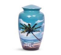 HLC Beach Blue Cremation Urn for Adult Ashes - Handcrafted (200 lbs, 10.5 x 6”)