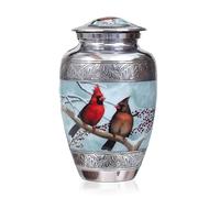 HLC Beautiful Cardinal Couple Bird Cremation Urn - Handcrafted Affordable Urn for Human Ashes (Adult - 12 x 6 x 6 inches, Brass)