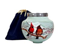 Hlc Cardinal Couple Bird Candle Urn - Keepsake Urn for Human Ashes with 1 Velvet Box Bag - Peaceful Memorial Keepsake (9 x 8in)