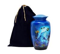 HLC Dolphin Ocean Blue Cremation Urn for Adult Ashes - Handcrafted, Affordable (200 lbs - 10.5 x 6 “)
