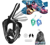 HLC Full Face Snorkel Mask for Adults & Kids: 180° Panoramic View Snorkeling Mask with Dry Top System, Anti-Fog & Anti-Leak Design, Camera Mount - Perfect Snorkeling Gear for Underwater Adventures