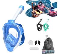 HLC Full Face Snorkel Mask for Adults & Kids: 180° Panoramic View Snorkeling Mask with Dry Top System, Anti-Fog & Anti-Leak Design, Camera Mount - Perfect Snorkeling Gear for Underwater Adventures
