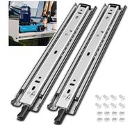 HLC Heavy Duty Locking Drawer Slides 24 Inch 1 Pair Full Extension Drawer Slides with Lock 250 lb Load Capacity 3-Fold Full Extension Side Mount Ball Bearing Industrial Locking Rail 24" Silver