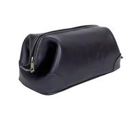 HLC Leather Dopp Kit - Premium Men's Grooming Travel Organizer - Large Size, Black, Toiletry Bag for Men