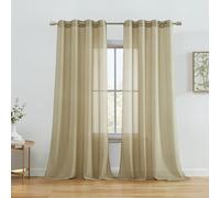 HLC.ME 2 Piece Semi Sheer Voile Window Curtain Grommet Panels for Bedroom & Living Room (54" W x 95" L, Taupe)