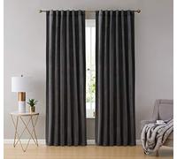 HLC.ME Lopez Velvet Premium Privacy Back Tab Rod Pocket Window Treatment Curtain Drapery Panels for Bedroom & Living Room - Set of 2 Panels (54 x 84 inches Long, Charcoal Grey)