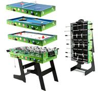 HLC Multi Sport Game Combination Table Set 4ft Game Table with Accessories,Foosball Table,Ping Pong,Pool Billiards,Air Hockey,for Kids Family 4 in 1