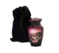HLC URNS Butterfly Purple Finish Small Keepsake Urn for Human Ashes - 3 cu.in Capacity With Velvet Box Bag - Affordable Mini Urn