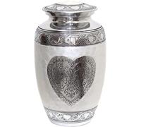 hlc Urns Heart Cremation Urn - Funeral Urn for Human Ashes - Burial urn with Detailed Engraving - 100% Aluminum- Adult Large Size up to 200 lbs