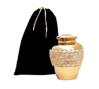 HLC URNS Lovely Urn for Human Ashes - Elegant Large Adult Funeral Urn Handcrafted - Affordable Urn for Ashes (Adult (200 lbs) - 10.5 x 6 “, Beautiful Gold Engraved Funeral Urn Brass Cremation Urn)