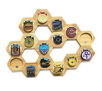 HLCUI Hexagon Box Displays Display Storage Tray,6Pcs Frame To Display Medals,Frame To Display War/Military/Sports Medals,Stand Hexagonal Wooden Photo Frame,15PCS