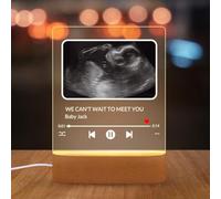 HLCYANYA Personalized Ultrasound Night Light, Custom Sonogram Picture Frame Lamp with Baby Name and Date, Keepsake Gift for New Parents, Pregnancy Reveal or Nursery Decor (Music Player)