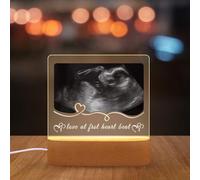 HLCYANYA Personalized Ultrasound Night Light, Custom Sonogram Picture Frame Lamp with Baby Name and Date, Keepsake Gift for New Parents, Pregnancy Reveal or Nursery Decor (Wave)