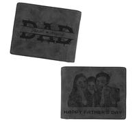 HLCYANYA Personalized Wallets for Men,Custom Engraved Photo Leather Wallets, Personalized Gifts for Men Boyfriend Grandpa,Fathers Day, Wedding, Anniversary, Birthday (Black)