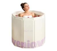 HLCZLUZ Foldable Portable Bathtub, Hot Ice Bath Tub, Shower Tub Non-Inflatable, Collapsible Bathtub SPA Soaking Tubs for Travel, Camping, Gyms, Home (Pink)