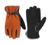 HLDD HANDLANDY Leather Work Gloves for Men & Women - Cowhide Gardening Gloves, Thorn Proof, Cotton Lined, for Construction, Chainsaw, Farm, Landscaping