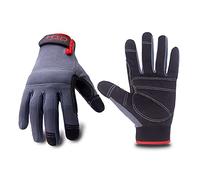 HLDD HANDLANDY Mens Firm Grip General Utility Light Work Gloves, Mechanic Gloves Touchscreen for Men, Light Duty Safety Work Gloves (L, Black and Gray)