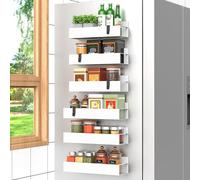 Hleelomi 6-Piece Extra-Large Capacity Magnetic Spice Rack for Refrigerator, White
