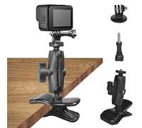 HLEESH Jaws Clamp Mount for GoPro Hero Cameras, Desk Webcam Stand Mount with 360° Ballhead 1/4” Thread for Action Cameras