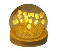 Hlennotor 1 Piece Tulips Night Light Handmade DIY Tulip Girl Living Room Night Light Yellow