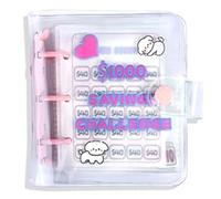 Hlennotor 1000 Savings Challenge Mini Binder with Envelopes, Storage Budgeting Binder Budget Book Cash Saving Challenge Box Kit Easy to Use About 8.9 X 8.9cm