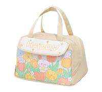Hlennotor Kawaii Portable Lunch Bag Beige Insulated Lunch Container for Women Adult Work Outdoor Camping Easy to Use 29 X 18 X 22cm
