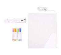 Hlennotor LED Note Board, Glowing Acrylic Message Marker Board with Light, Board Note Illuminated White Board (5.9 X 5.9In) Easy Install