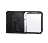Hlennotor Zippered Portfolio Organizer, Leather Padfolio Binder, Professional Business Binder, Organizer for/Document (Black)