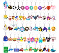 HLenyoy 120PCS Cartoon Keychains Bulk for Kids Party Favors Backpack Cartoon Animal Mermaids Unicorn Dinosaurs Keychains for Classroom Prizes Birthday Party
