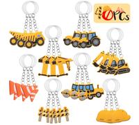 HLenyoy 40Pcs Construction KeyChains Engineering Excavator Tractor Keychain Construction Party Decorations Construction Party Favors