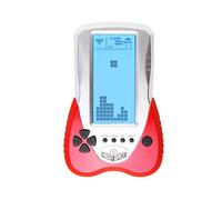 HLF New Retro Block Brick Game Console Large Screen Blue Backlight Brightness can be Adjusted Build in 23 Game Compatible with Lithium Battery/AAA Batteries can Plug in Headphone (Red)