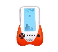 HLF Retro Block Brick Game Console Large Screen Blue Backlight Brightness can be Adjusted Build in 23 Game Compatible with Lithium Battery/AAA Batteries can Plug in Headphone (Orange)