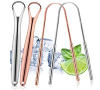 HLFLYG 4 Pack Tongue Scraper, Hygienic Seal-Pack, Professional Eliminate Bad Breath, Stainless Steel Tongue Scrapers, Effectively Improve Oral And Gut Health - Rose Gold & Silver