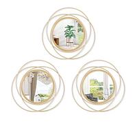 HLFMVWE 3 Set Gold Circle Mirrors for Wall Decor - Metal Art Small Round Mirror Sets - Hanging Wall Sculpture for Bedroom, Living Room, Entryway 12''
